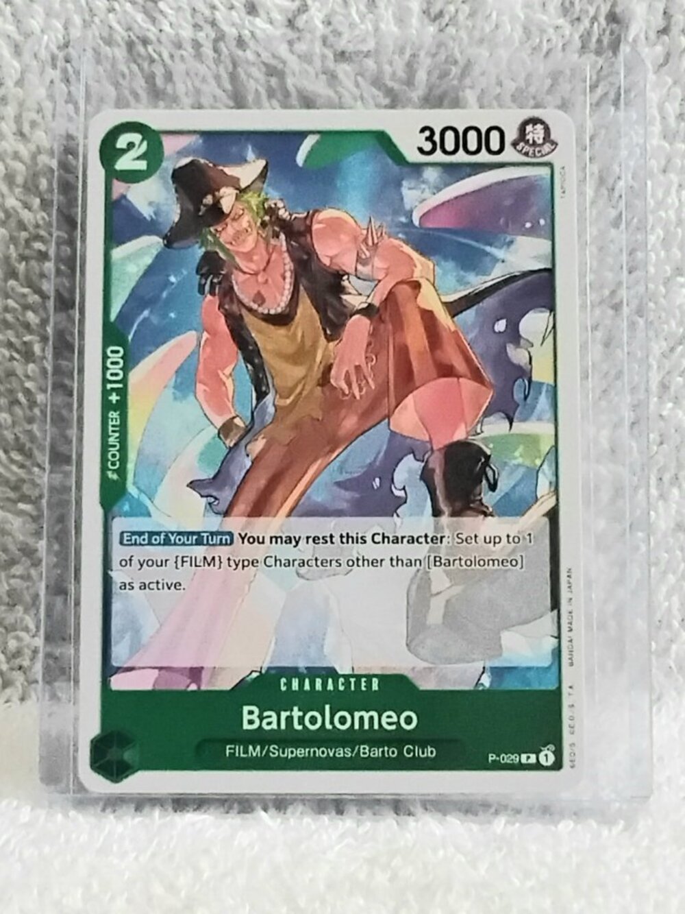 3/$30 Mint Rare One Piece Bartolomeo Character Card P-029 Promo by Bandai!!